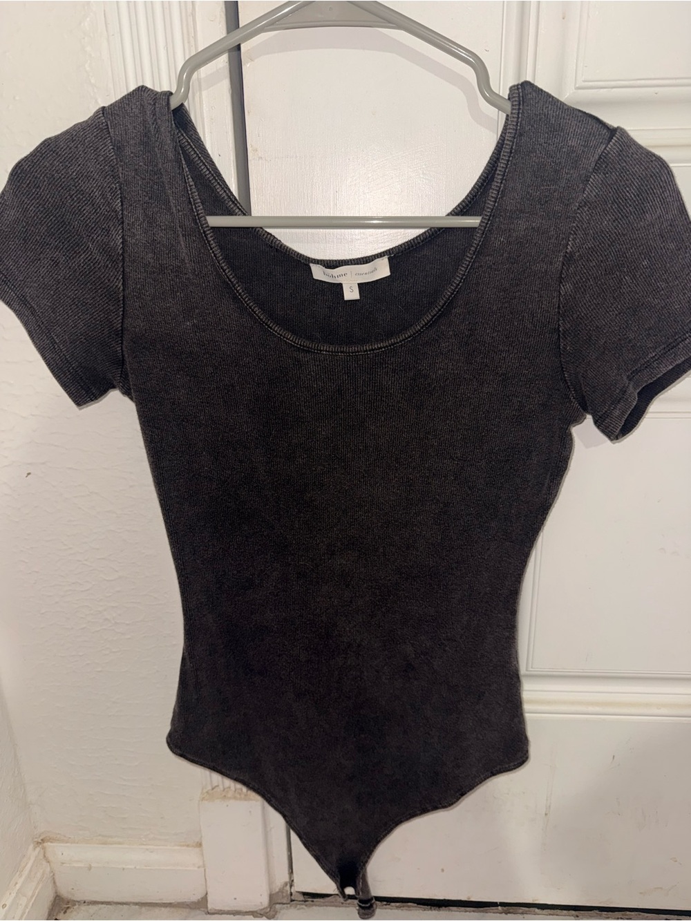 bohme Black Scoop Neck Short Sleeve Bodysuit
